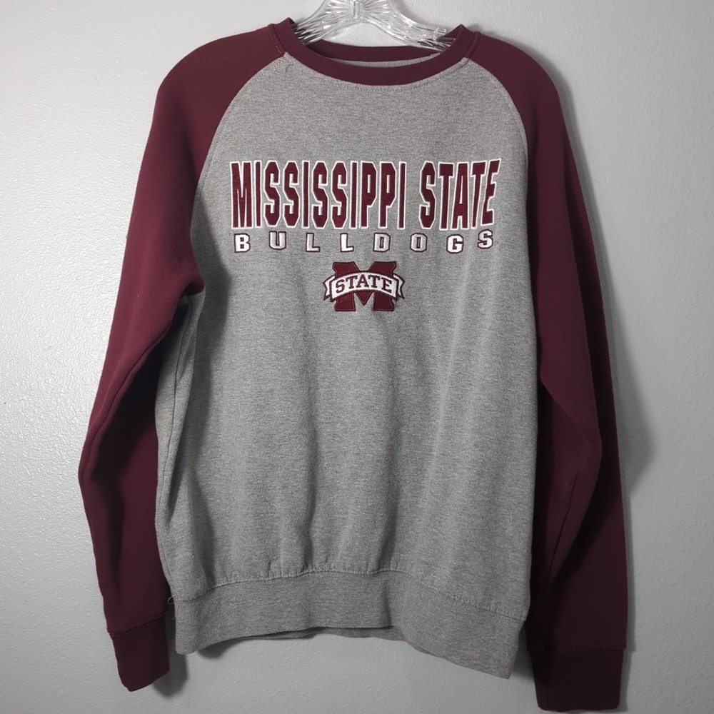 Colosseum Mens Size Medium Gray & Maroon MS State Bulldogs Sweatshirt 259